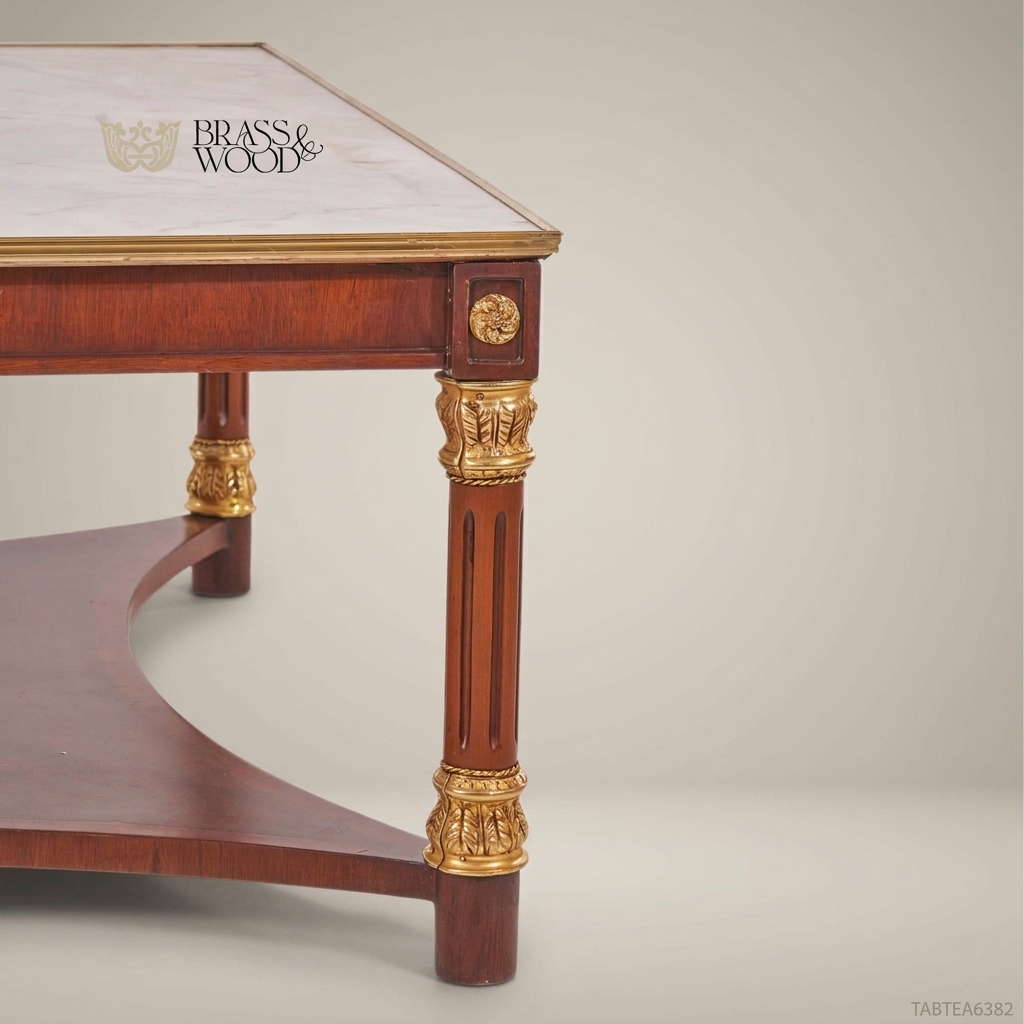 Empire Marble-Top Tea Table with Gilt Bronze Carvings