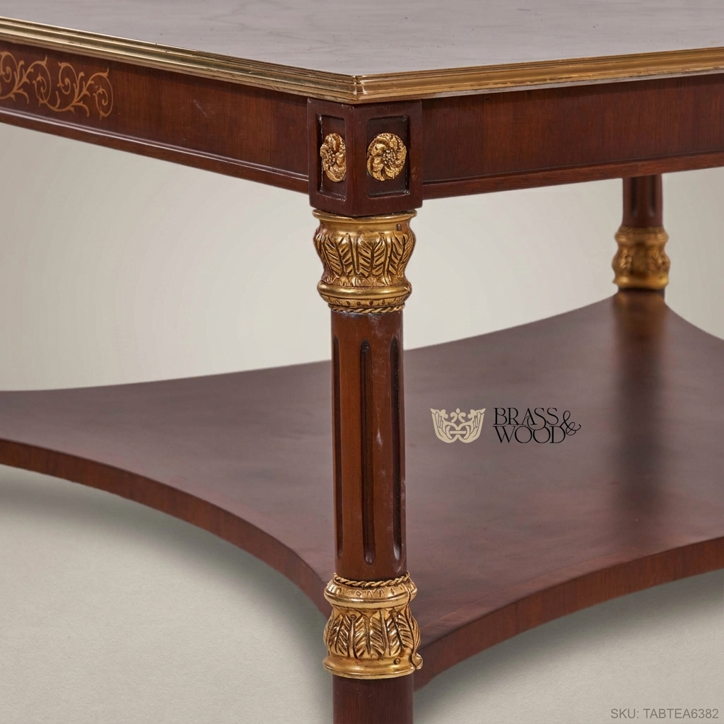 Empire Marble-Top Tea Table with Gilt Bronze Carvings