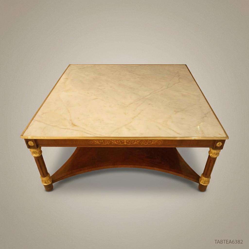 Empire Marble-Top Tea Table with Gilt Bronze Carvings