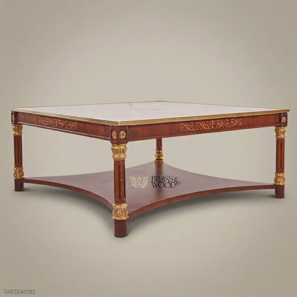 Empire Marble-Top Tea Table with Gilt Bronze Carvings
