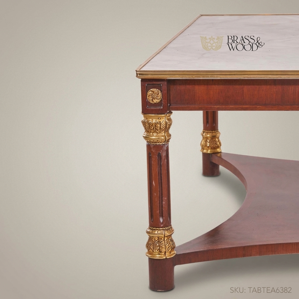 Empire Marble-Top Tea Table with Gilt Bronze Carvings