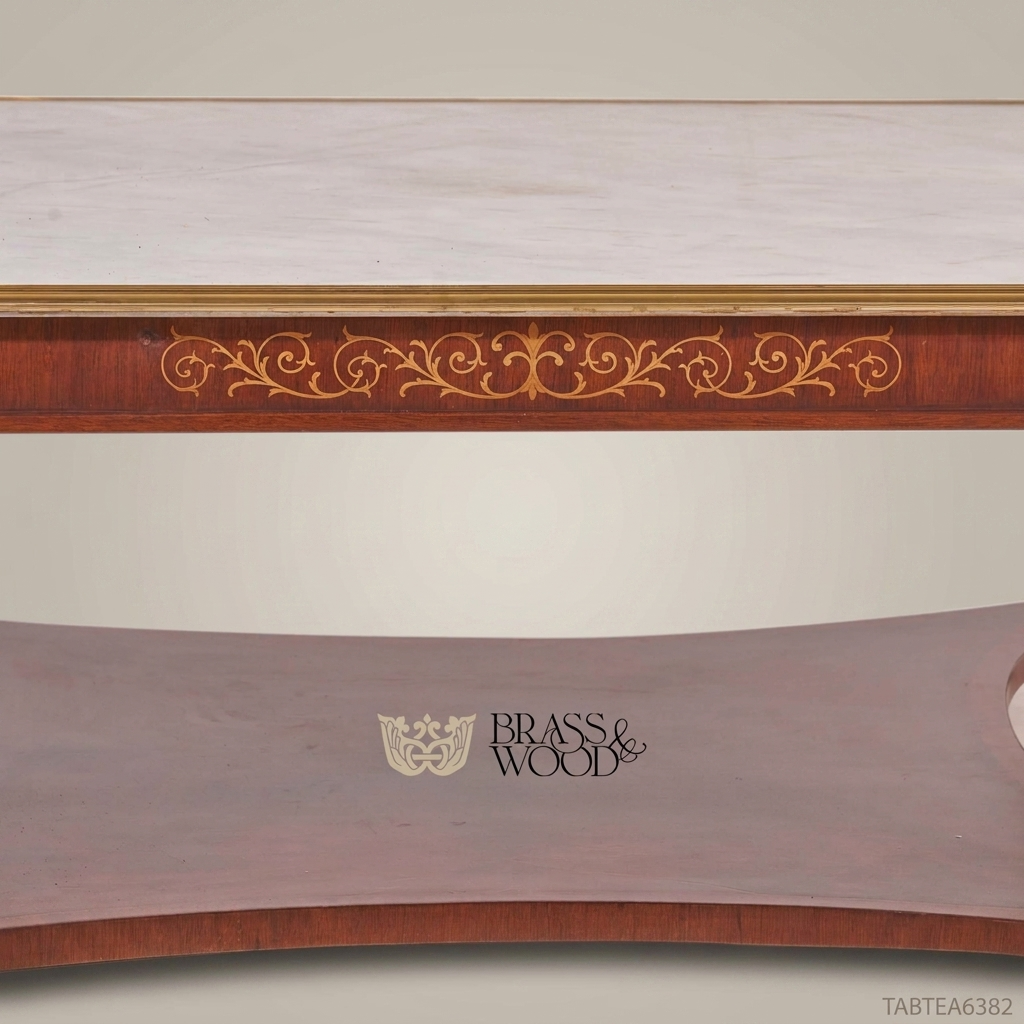 Empire Marble-Top Tea Table with Gilt Bronze Carvings