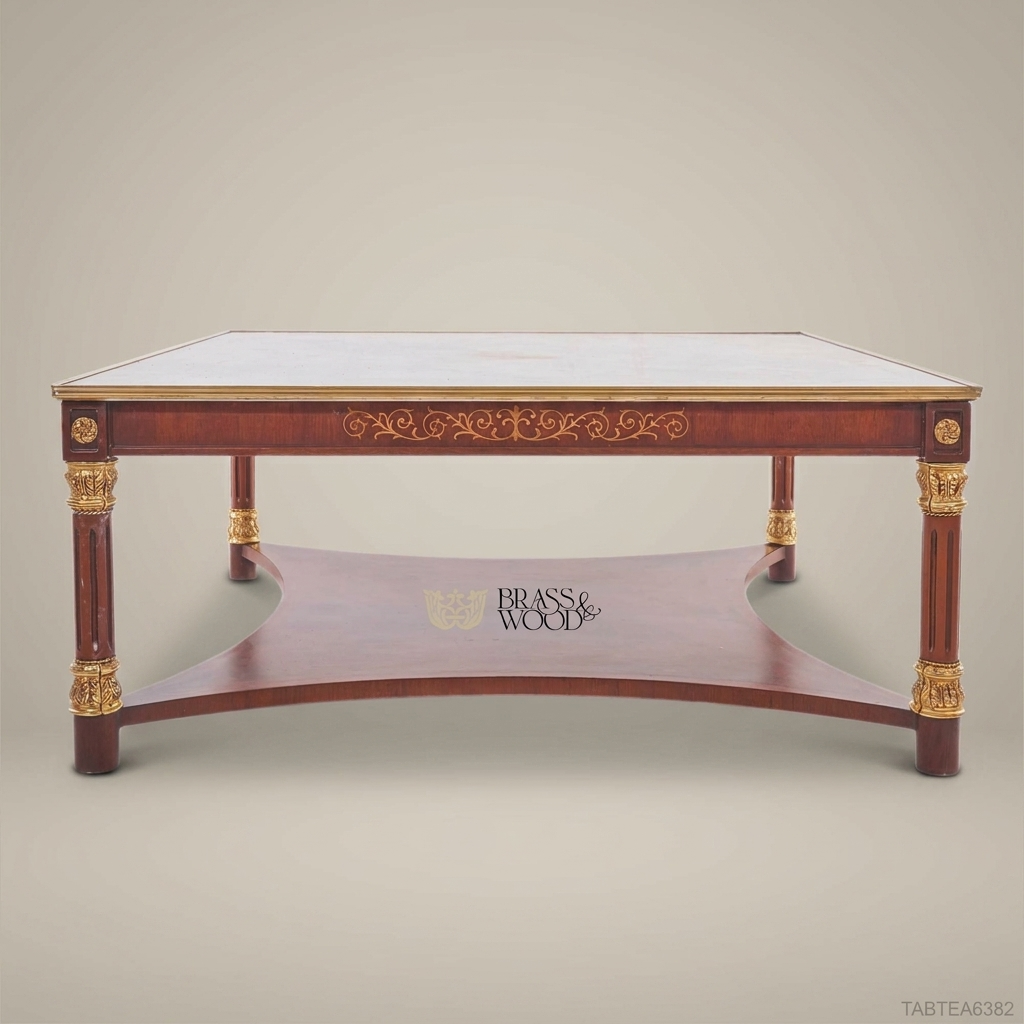 Empire Marble-Top Tea Table with Gilt Bronze Carvings