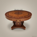 Empire Marquetry Round Centre Table with Gilt Acanthus Pedestal — 140cm