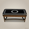 Empire Neoclassical Coffee Table – Black Lacquer & Gold Leaf Carved Wood