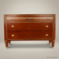 Empire Neoclassical Chest of Drawers with Marble Top & Greek Key Brass Inlay