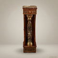 Empire Neoclassical Decorative Pedestal with Marble Column & Gold Brass Mounts