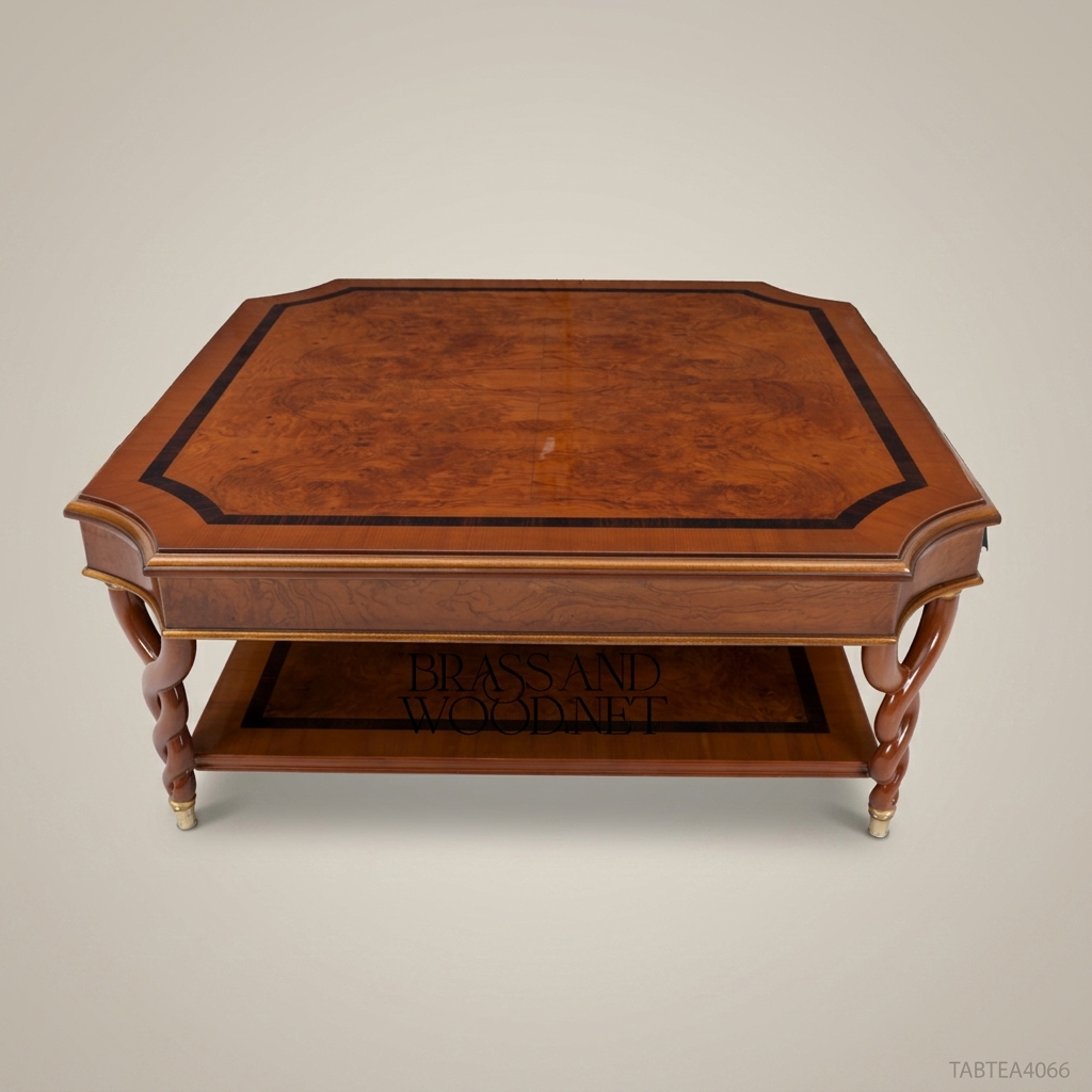 Empire Octagonal Coffee Table with Twisted Barley-Twist Legs & Burl Veneer