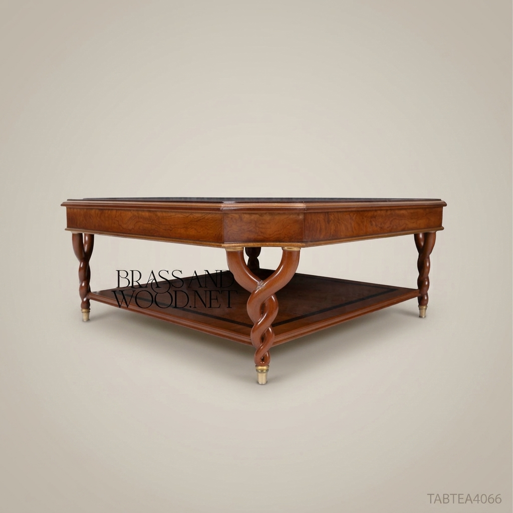 Empire Octagonal Coffee Table with Twisted Barley-Twist Legs & Burl Veneer