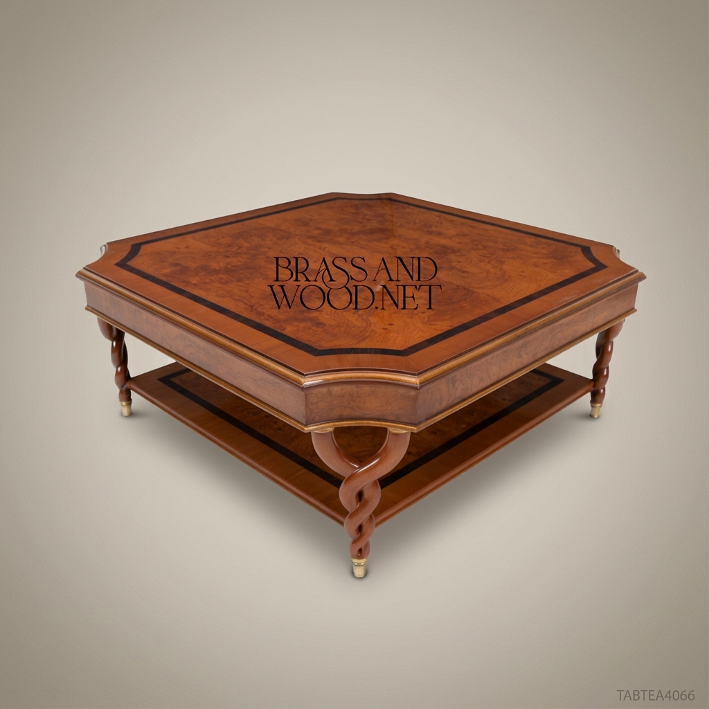 Empire Octagonal Coffee Table with Twisted Barley-Twist Legs & Burl Veneer
