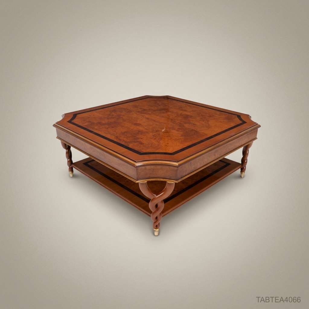 Empire Octagonal Coffee Table with Twisted Barley-Twist Legs & Burl Veneer