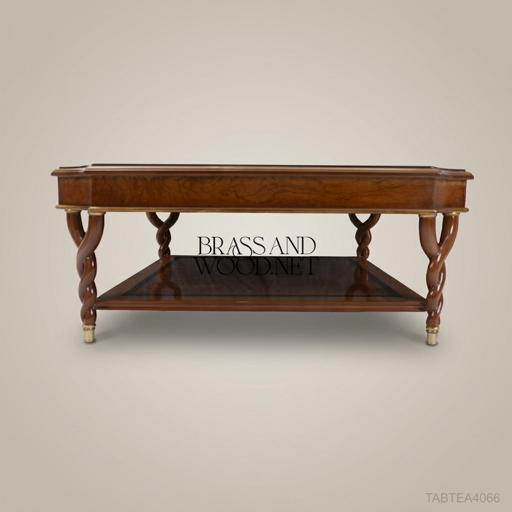 Empire Octagonal Coffee Table with Twisted Barley-Twist Legs & Burl Veneer
