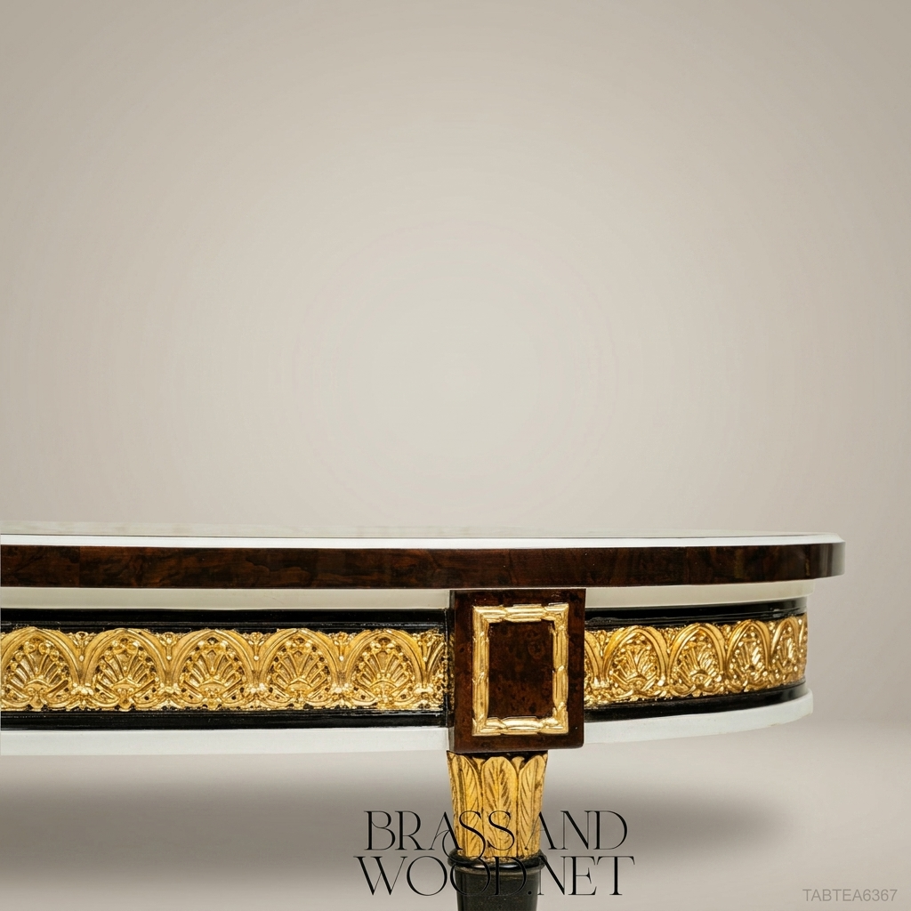 Empire Oval Coffee Table | Burl Wood Marquetry & Gilt Bronze Mounts
