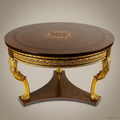 Empire Revival Round Centre Table with Gilt Acanthus Legs & Fan Frieze