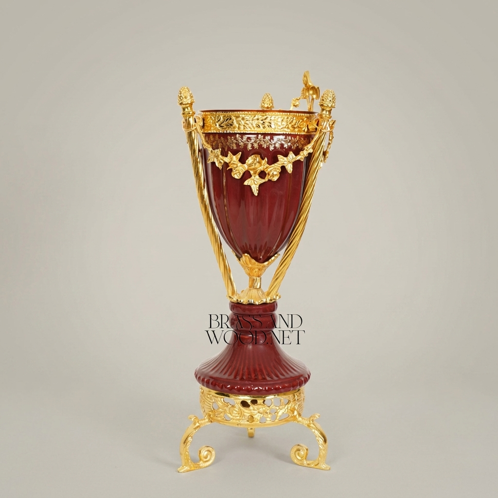 Empire Urn Incense Burner with Gilt Ormolu Mounts & Scrolled Tripod Base