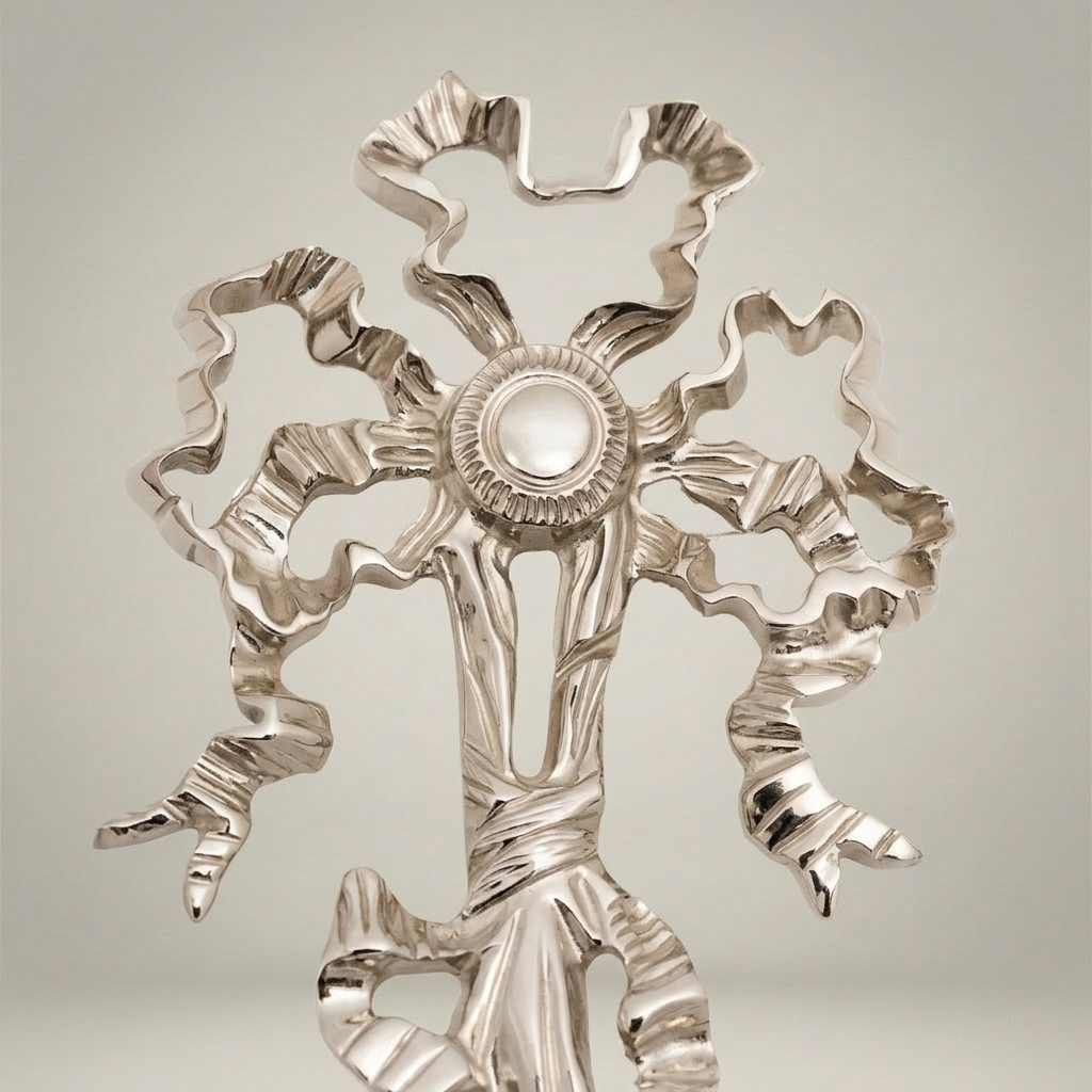 Empire Winged Cherub Brass Wall Sconce with Crystal Drops - Double Arm — Silver