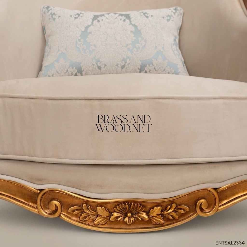 Louis XV Salon Armchair with Gilt Wood Frame & Ivory Upholstery