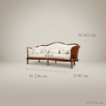 Louis XV 3-Seat Salon Sofa with Gilt Wood & Damask Upholstery