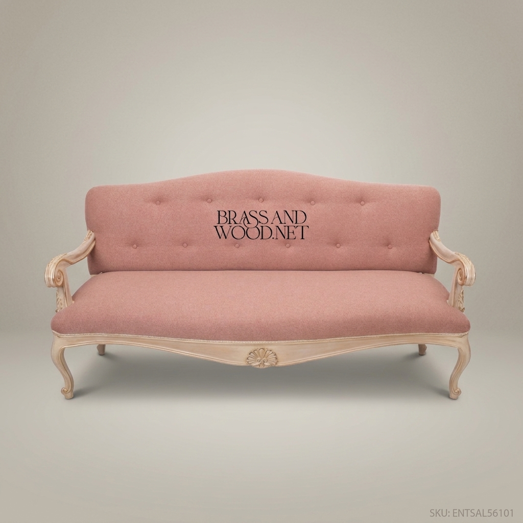 French Provincial Carved Wood Salon Sofa — 3 Persons
