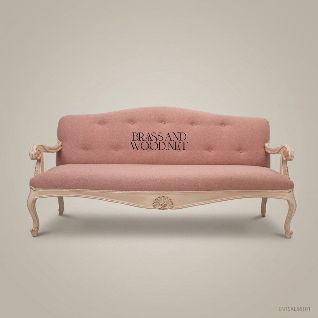French Provincial Carved Wood Salon Sofa — 3 Persons