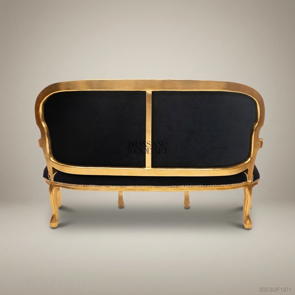 Louis XV 5-Seat Gilded Salon Sofa with Tapestry Upholstery