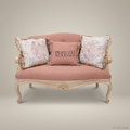 French Provincial Carved Wood Salon Sofa — 2 Persons