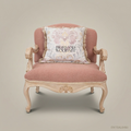 Louis XV Salon Armchair with Button-Tufted Back & Carved Ivory Frame