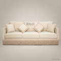 3-Seat Neoclassical Fringed Velvet Salon Sofa