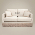 2-Seat Neoclassical Linen Salon Sofa with Fringe Skirt
