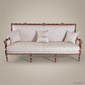 2-Seat Louis XVI Gilded Salon Sofa – Ivory Damask