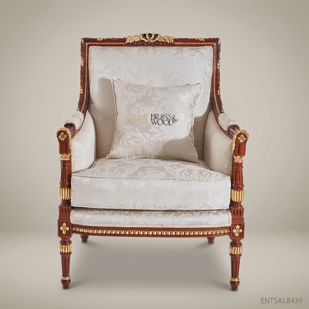 Louis XVI Bergère Salon Armchair with Gilt Wood Frame