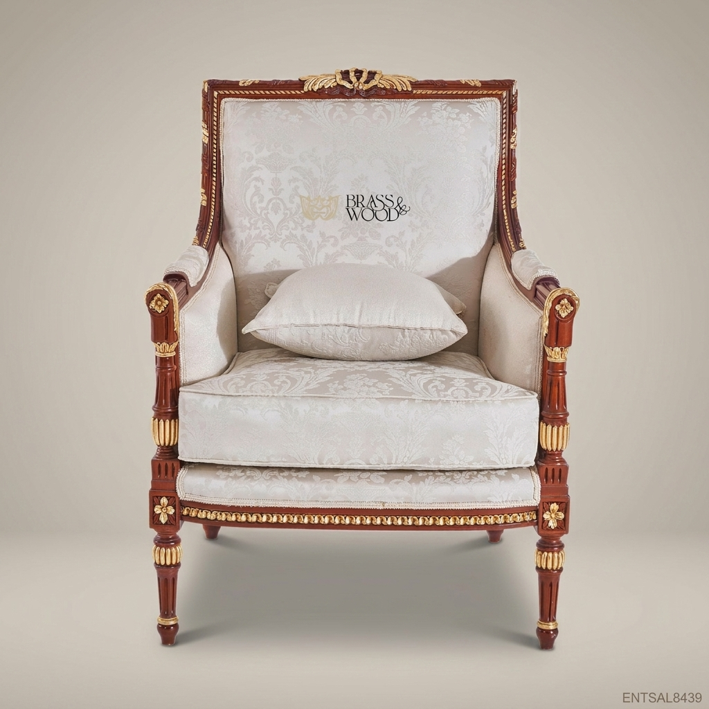 Louis XVI Bergère Salon Armchair with Gilt Wood Frame