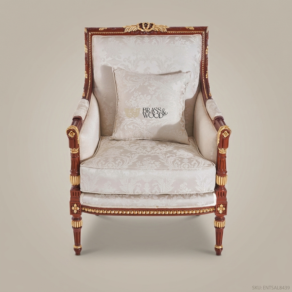 Louis XVI Bergère Salon Armchair with Gilt Wood Frame