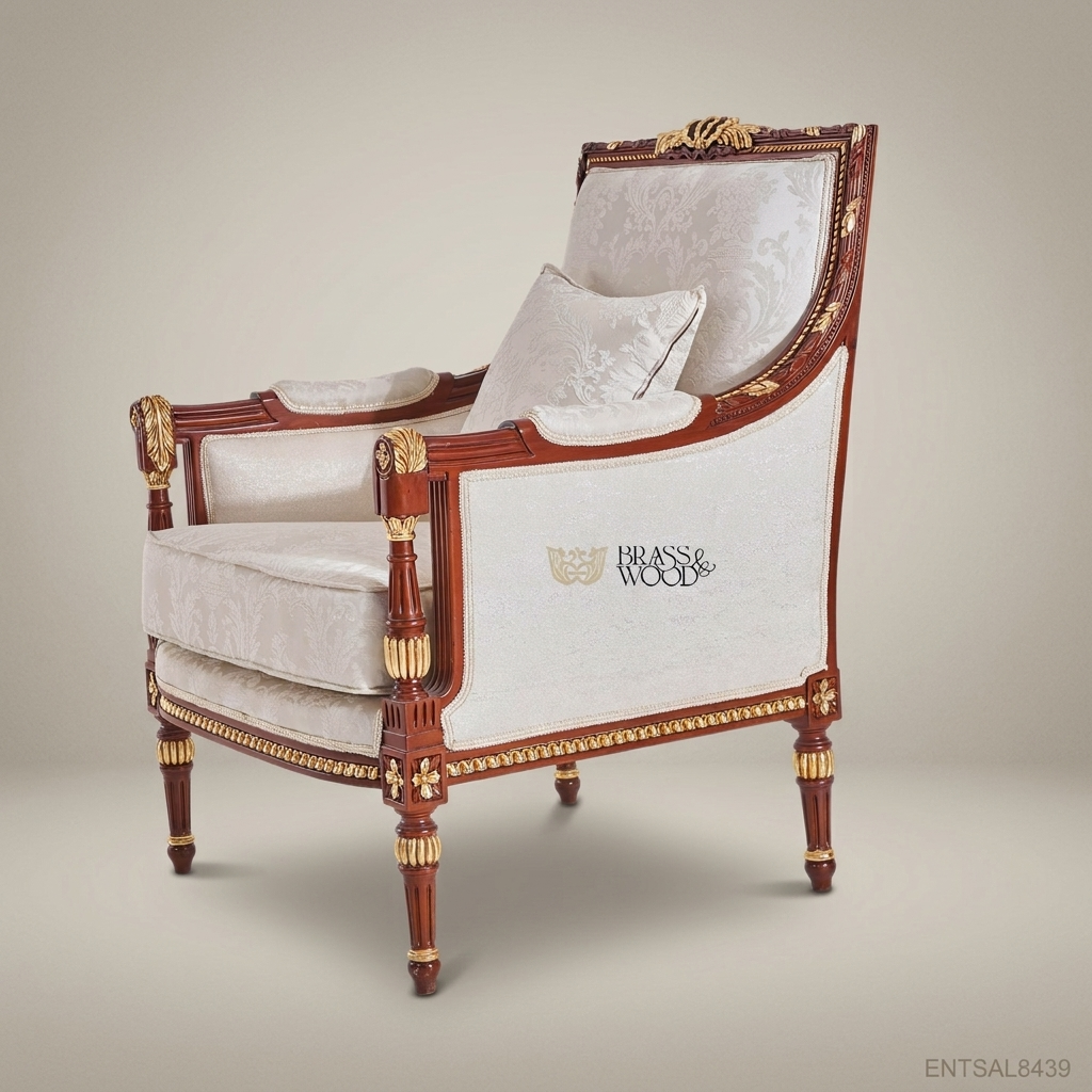 Louis XVI Bergère Salon Armchair with Gilt Wood Frame