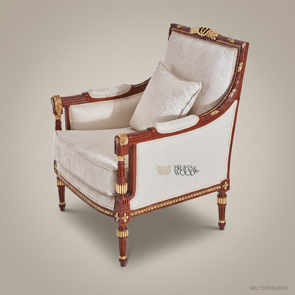 Louis XVI Bergère Salon Armchair with Gilt Wood Frame