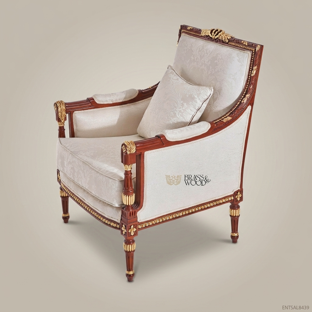 Louis XVI Bergère Salon Armchair with Gilt Wood Frame