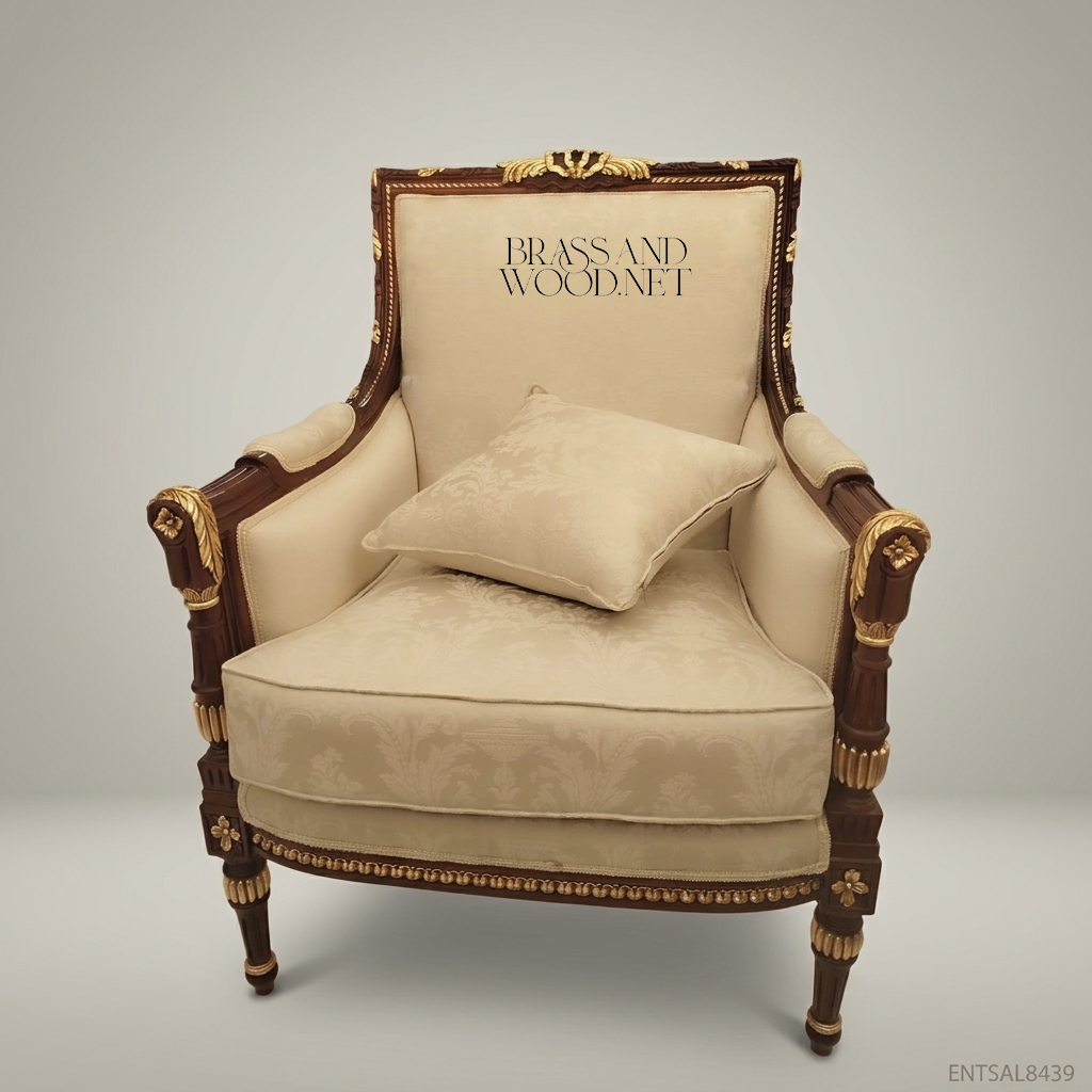 Louis XVI Bergère Salon Armchair with Gilt Wood Frame