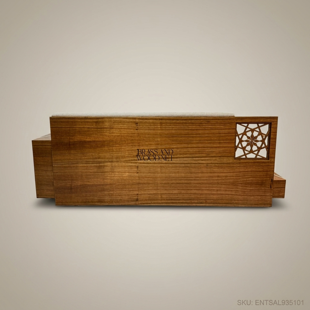 2-Seat Contemporary Salon Sofa with Geometric Wood Inlay