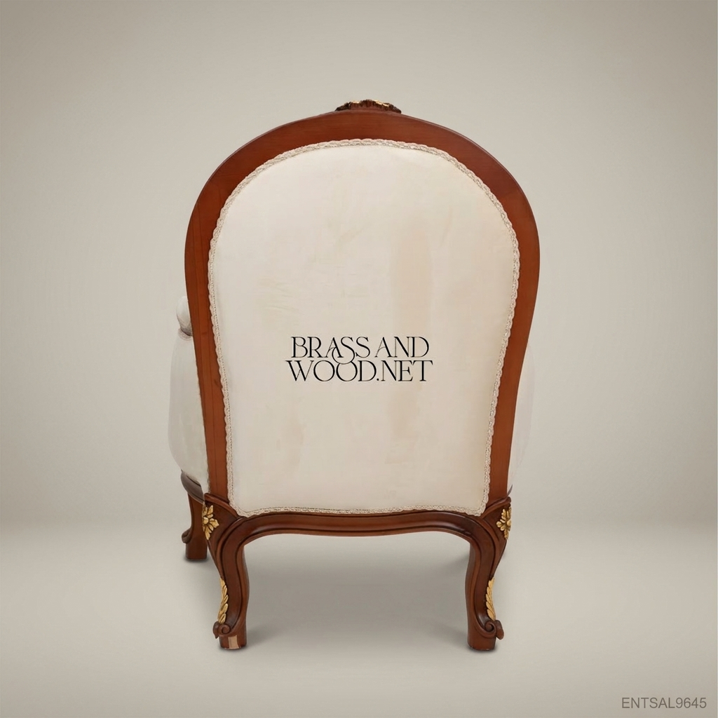 Louis XV Salon Armchair with Gilt Wood Frame & Ivory Upholstery