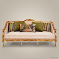 3-Seat Louis XV Gilded Salon Sofa – Champagne Velvet