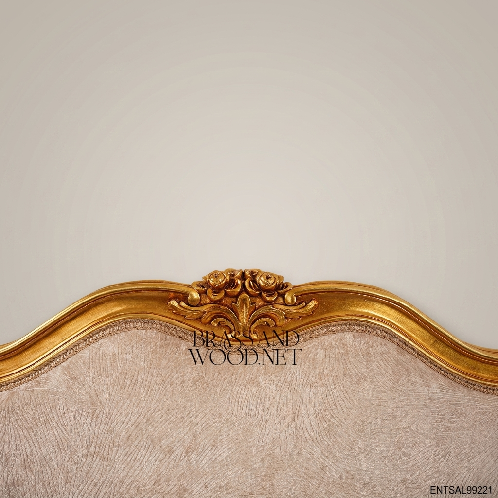 2-Seat Louis XV Gilded Salon Sofa – Gold Leaf Frame & Velvet