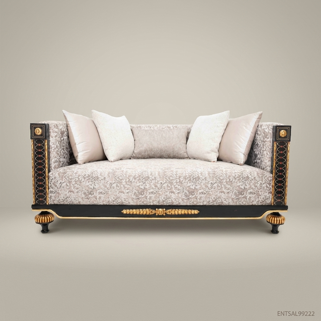 2-Seat Empire Salon Sofa with Gilt Wood & Inlaid Veneer