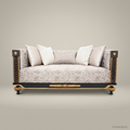 2-Seat Empire Salon Sofa with Gilt Wood & Inlaid Veneer