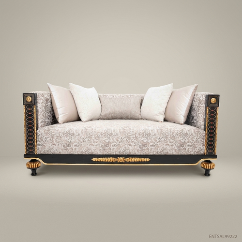 2-Seat Empire Salon Sofa with Gilt Wood & Inlaid Veneer