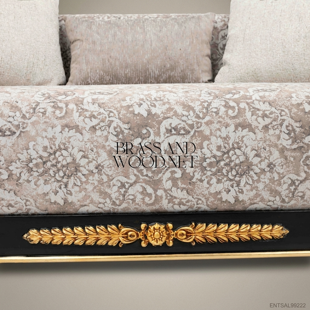 2-Seat Empire Salon Sofa with Gilt Wood & Inlaid Veneer