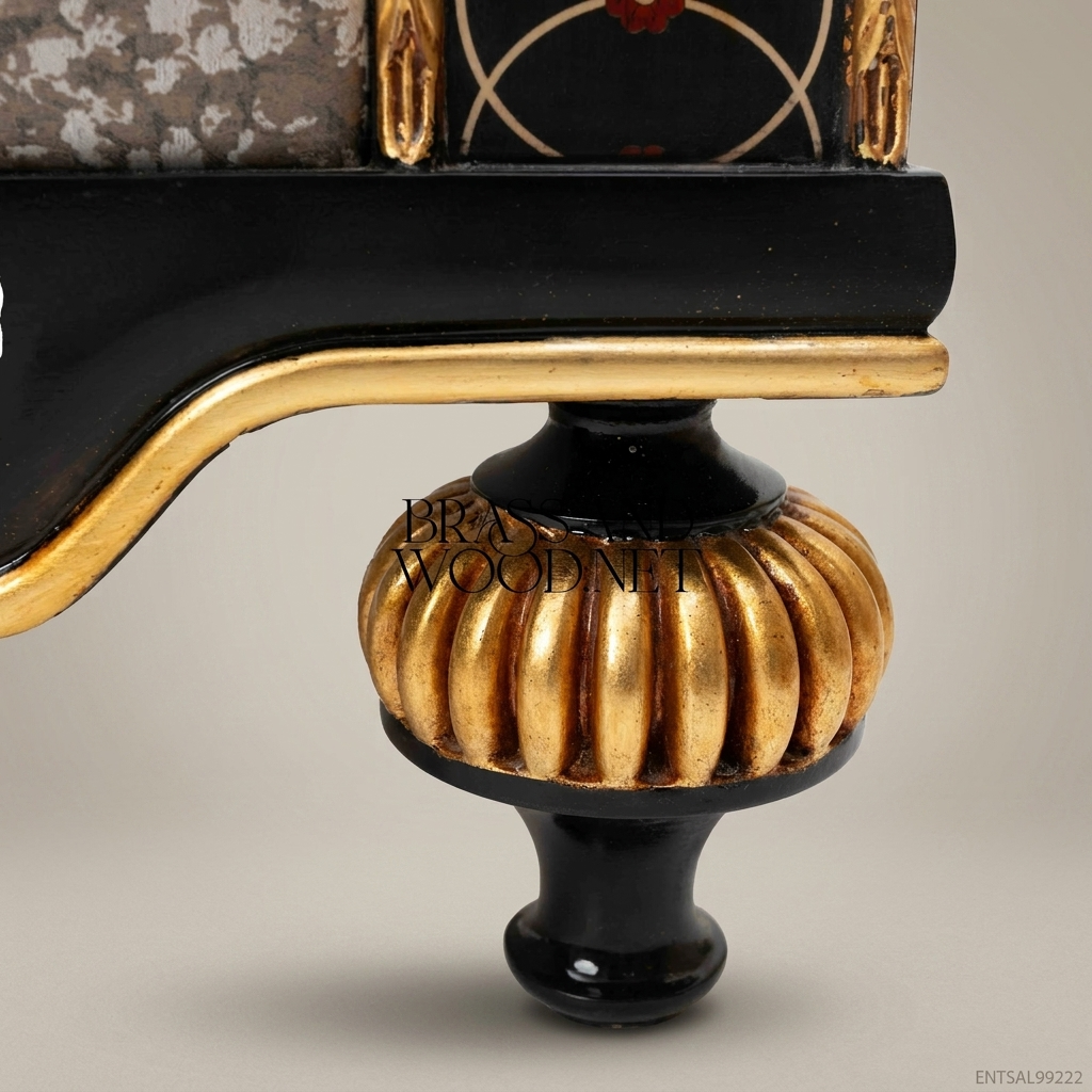 2-Seat Empire Salon Sofa with Gilt Wood & Inlaid Veneer