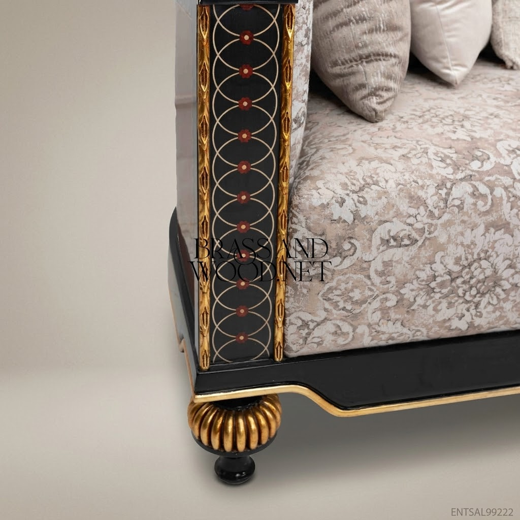 2-Seat Empire Salon Sofa with Gilt Wood & Inlaid Veneer
