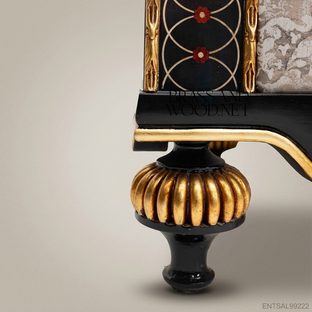 2-Seat Empire Salon Sofa with Gilt Wood & Inlaid Veneer