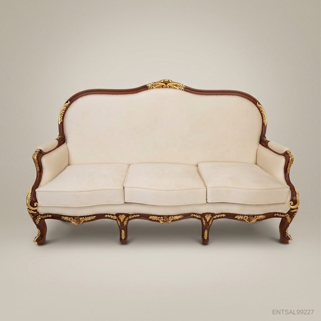 Louis XV 3-Seat Gilded Hardwood Salon Sofa