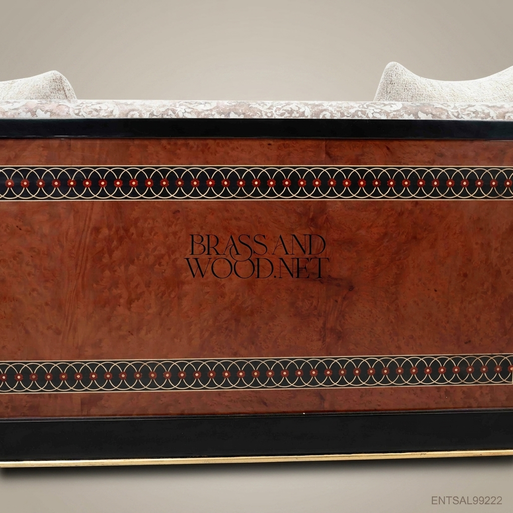 3-Seat Empire Salon Sofa with Gilt Wood & Burl Veneer